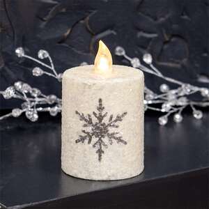 Glitter Snowflake Timer Pillar, 2"x 3" ;