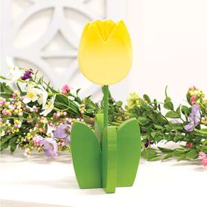 Yellow Wooden Dimensional Tulip Sitter 91174;
