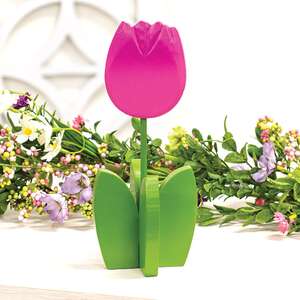 Pink Wooden Dimensional Tulip Sitter 91175;