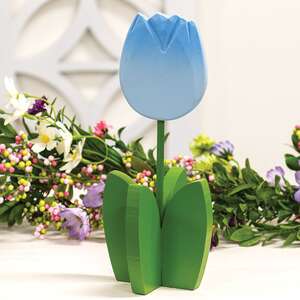 Blue Wooden Dimensional Tulip Sitter 91176;