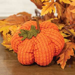 Stuffed Waffle Weave Orange Pumpkin w/Stick Stem, Small CS38992;