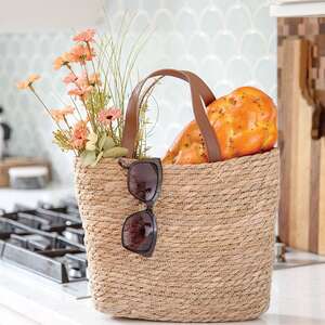 Woven Seagrass Tote w/Leather Handles HAC2440;