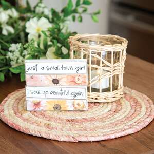 Woven Natural and Rose Seagrass Table Mat - 10" HAC2444;