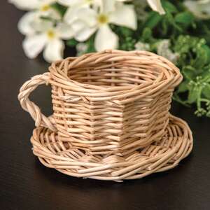 Natural Willow Coffee Cup & Saucer Basket - 4.5" x 2.5" HAC2454;