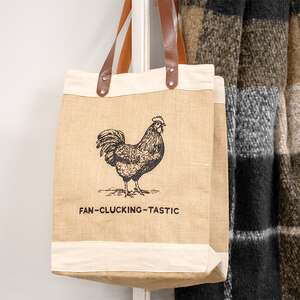 Fan-Clucking-Tastic Jute Tote LT15;