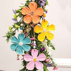 Colorful Wooden Daisy Ornament, 4 Asstd. RJA5530;