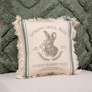 Sweet Rabbit Run Slate Feed Sack Striped Pillow, 10" 19295;