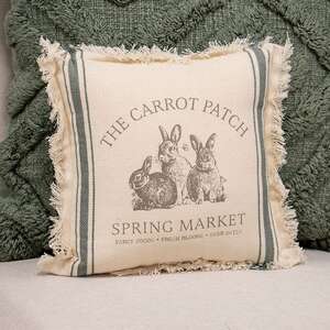 The Carrot Patch Slate Feed Sack Stripe Pillow, 10" 19296;