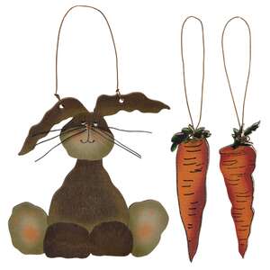 Bunny & Carrots Ornaments, 3/Set