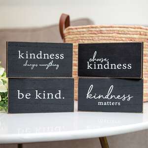 Kindness Sentiment Distressed Wooden Block - 4 Asstd. 38531;
