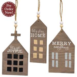 3 Set - Joyful, Merry, Home Primitive House Ornaments