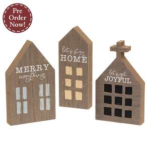 Joyful, Merry, Home Chunky Primitive House Sitter - 3 Asstd.