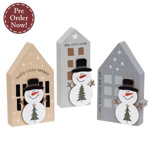Chunky Wooden Snowman House Sitter - 3 Asstd.