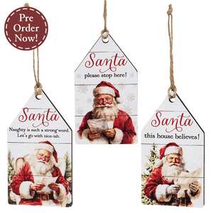 Vintage Santa Believe Wooden Tag - 3 Asstd.