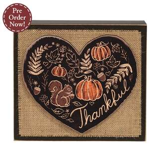 Thankful Fall Layered Heart & Burlap Box Sign