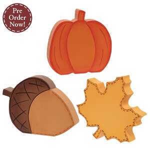 Fall Icon Chunky Wood Sitter - 3 Asstd.