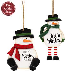 Warm Winter Wooden Snowman Ornament - 2 Asstd. 38756;