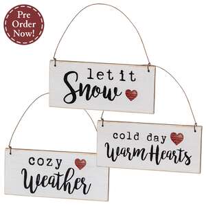 Warm Hearts Wooden Ornament - 3 Asstd.