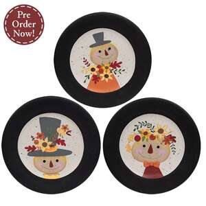 Scarecrow with Flowers Wooden Plate - 3 Asstd.