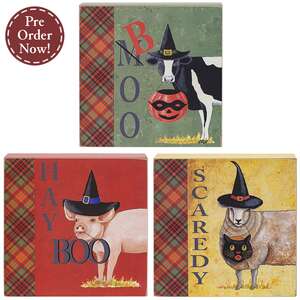 Hay Boo Scaredy Box Sign - 3 Asstd.