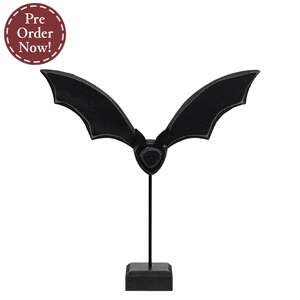 Primitive Wooden Flying Bat on Base