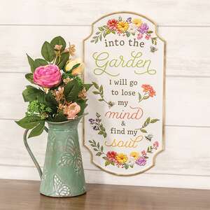 Into the Garden Embossed Floral Metal Sign 60489;