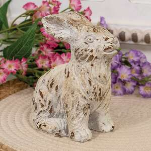 Distressed Carved Look Cement Sitting Bunny;