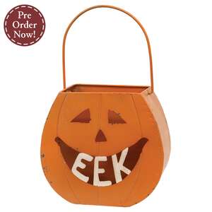 Distressed Metal "EEK" Jack O Lantern Luminary