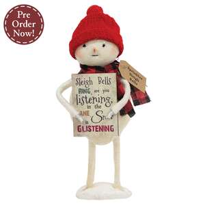 Sprinkles Sleigh Bells Standing Snowman with Sign