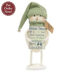 Sprinkles Winter Time Standing Snowman with Sign