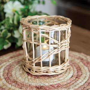 White Willow Wrapped Glass Votive Jar, 4" x 4" BB9A1163W;