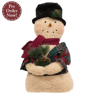 Stuffed Sherpa Woodland Plaid Snowman Doll - 19"H
