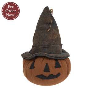 Grungy Stuffed Witchy Jack O Lantern Head Sitter
