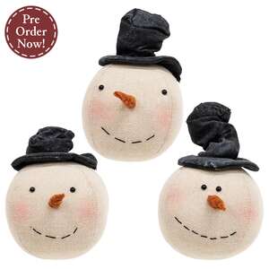 Stuffed Floppy Hat Snowman Head Sitter, 3 Asstd.