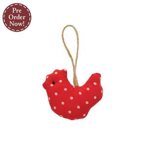 Country Polka Dot Stuffed Chicken Ornament