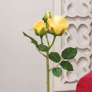 Blooming Soft Yellow Roses Pick, 17" HJ092507;