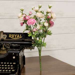 Pink & Cream Ranunculus Bush, 18" HJ092514;