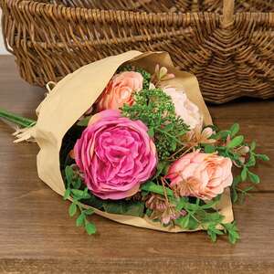 HYG212503 Mixed Cabbage Rose Bouquet, 17.5";