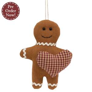 Stuffed Gingerbread with Country Gingham Heart Ornament