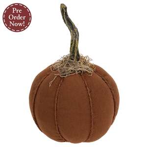 Stuffed Mossy Top Round Orange Pumpkin - 6" Dia.