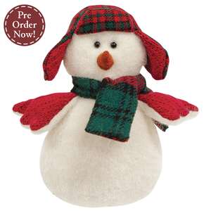 Stuffed Red & Green Plaid Hat Snow Bird