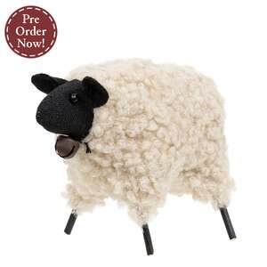 Stuffed Standing Primitive Jingle Bell Sheep - 3.5"H