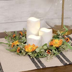 Dawn Chrysanthemum & Daisy Candle Ring, 6.5" QE152539;