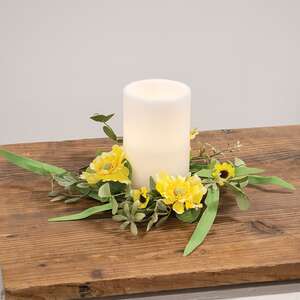 Sunny Chrysanthemum & Daisy Candle Ring, 3.5" QE152540;