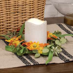 Dawn Chrysanthemum & Daisy Candle Ring, 3.5" QE152541;