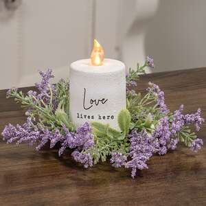 Delicate Lilac Astilbe & Lace Candle Ring, 2" SA112530;