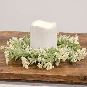 Delicate Cream Astilbe & Lace Candle Ring, 3.5" SA112534;