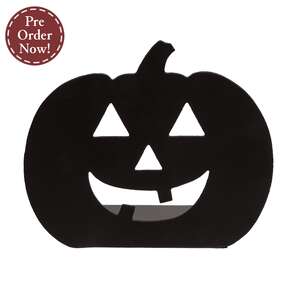 Black Metal Jack O Lantern Candle Plate - 3.5"H