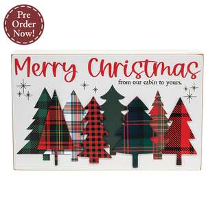 From Our Cabin to Yours Layered Plaid Christmas Tree Box Sign;