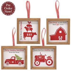 Farm Fresh Christmas Hanging Frame - 4 Asstd.